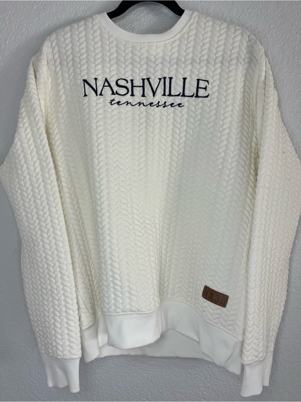 Nashville Tennessee Cream Cable-Knit Sweater